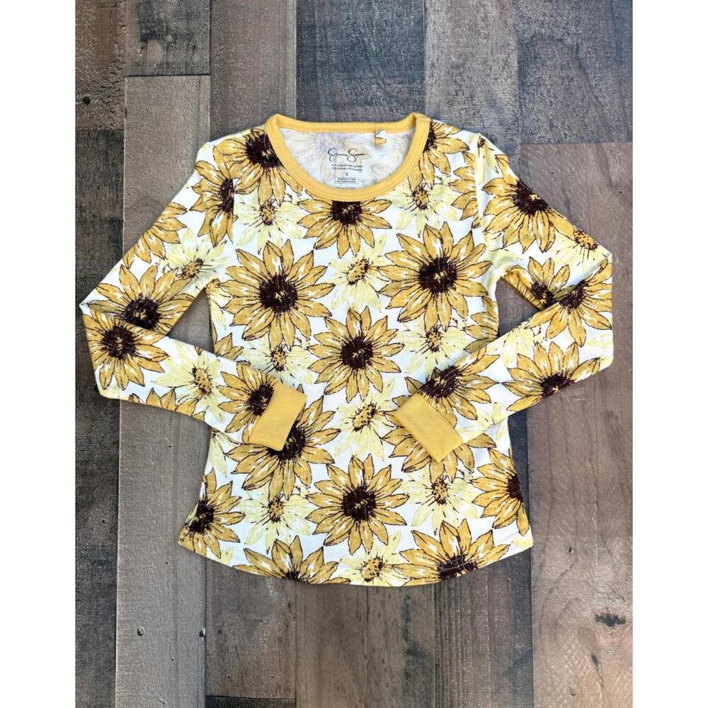 Jessica Simpson Size 8 Girl Sunflower Print Comfy Knit Top Long Sleeved